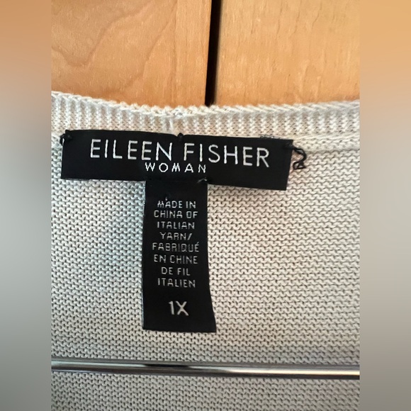Eileen Fisher Cream Cotton Knit Sweater - Picture 3 of 5